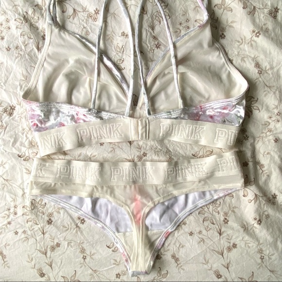 VS PINK Velvet Bralette + Panty Set - Picture 2 of 5